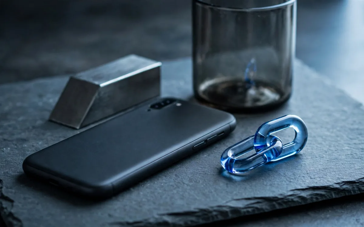 Conceptual metal and glass composition for calls and external links